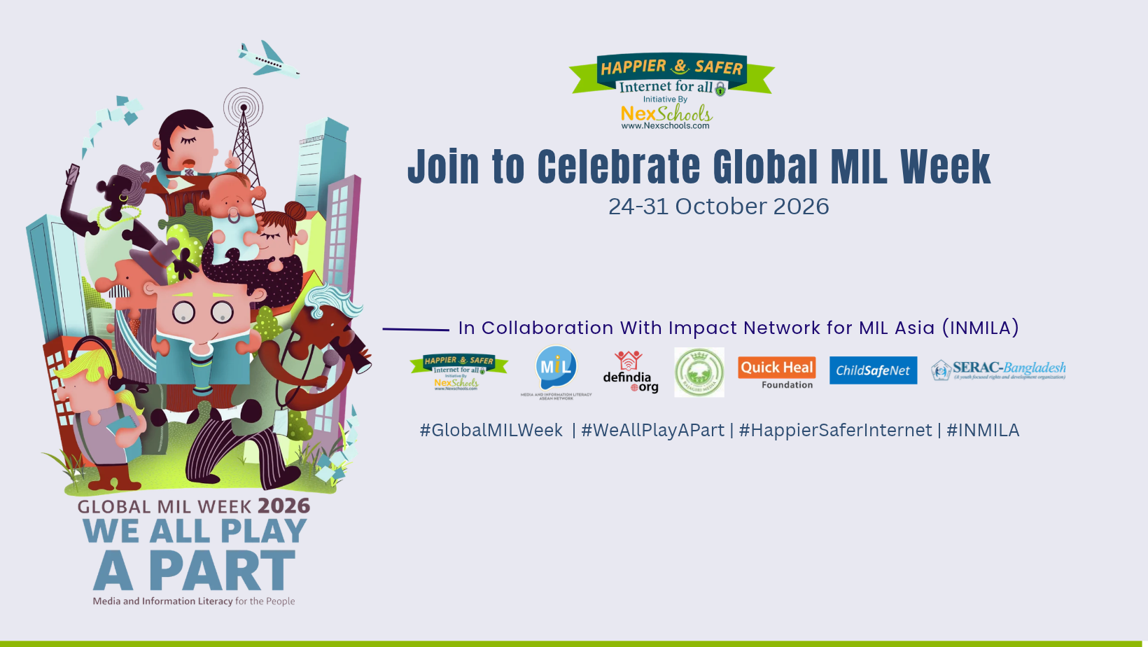 UNESCO Global MIL Week Event, MIL for Educators and Schools Talk by Happier and Safer Interent (HSI) by NexSchools, Mradula Singh Founder NexSchools UNESCO Global MIL Week, School Connect , Educators, Principals Courses and Training Information Literacy